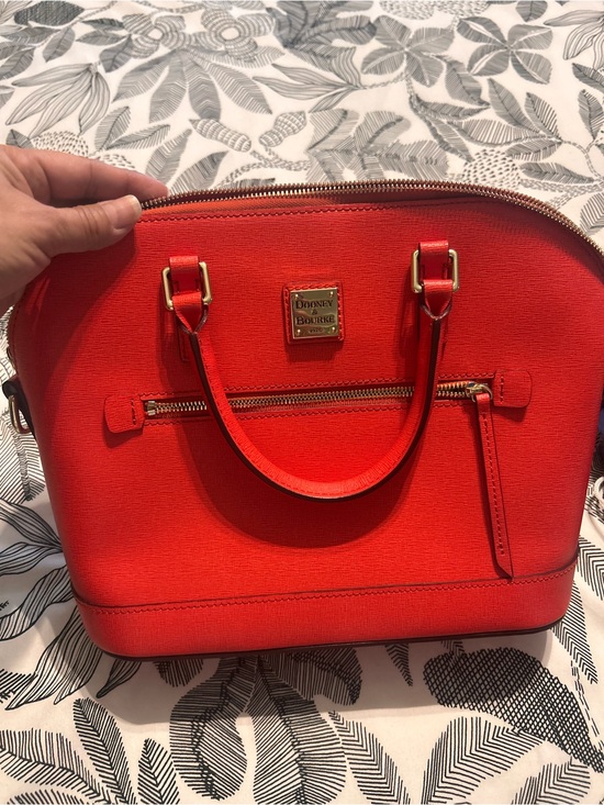 Dooney & Bourke Handbags - Dooney & Bourke Orange-Red Saffiano Dome Satchel